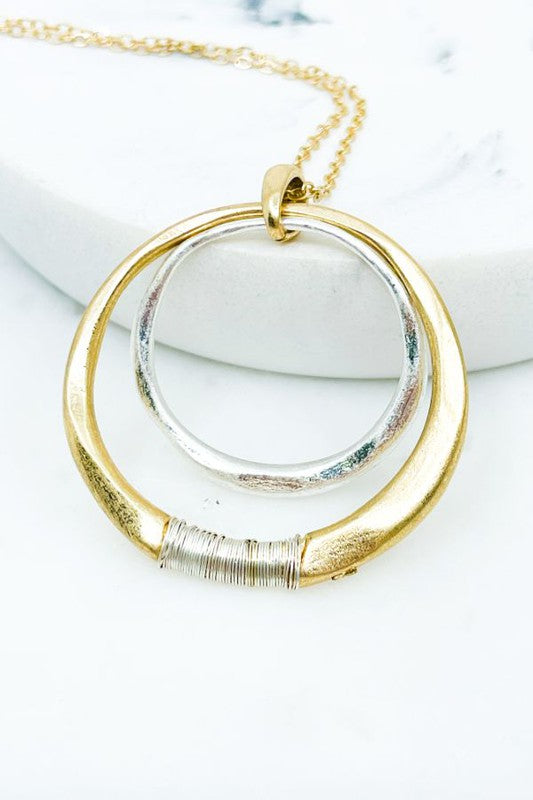 Mixed Metal Wrapped Necklace