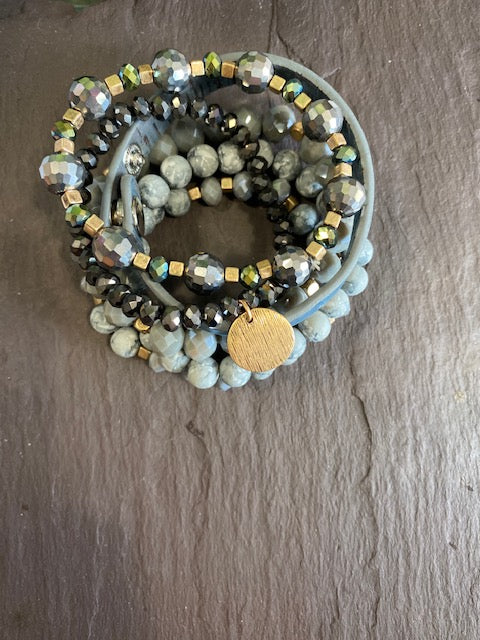 6 Strand Bracelet with gold coin charm