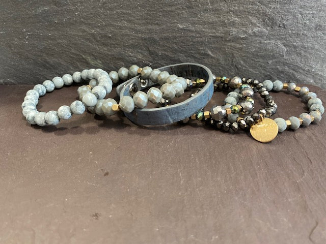6 Strand Bracelet with gold coin charm