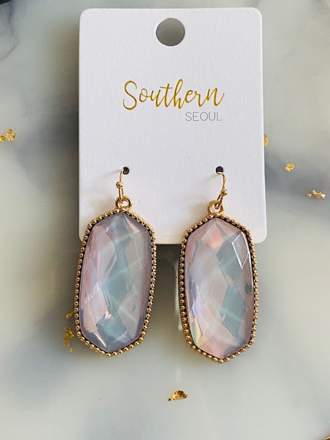 Lilac Hexagon Drop Earrings
