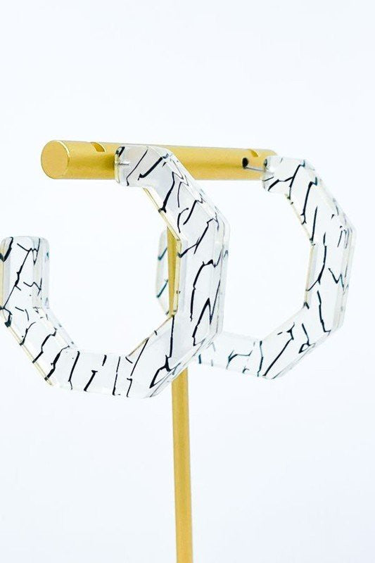 Hexagon Hoop Earrings