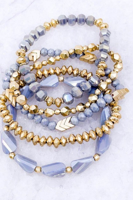 Gray Chevron 5 strand bracelet