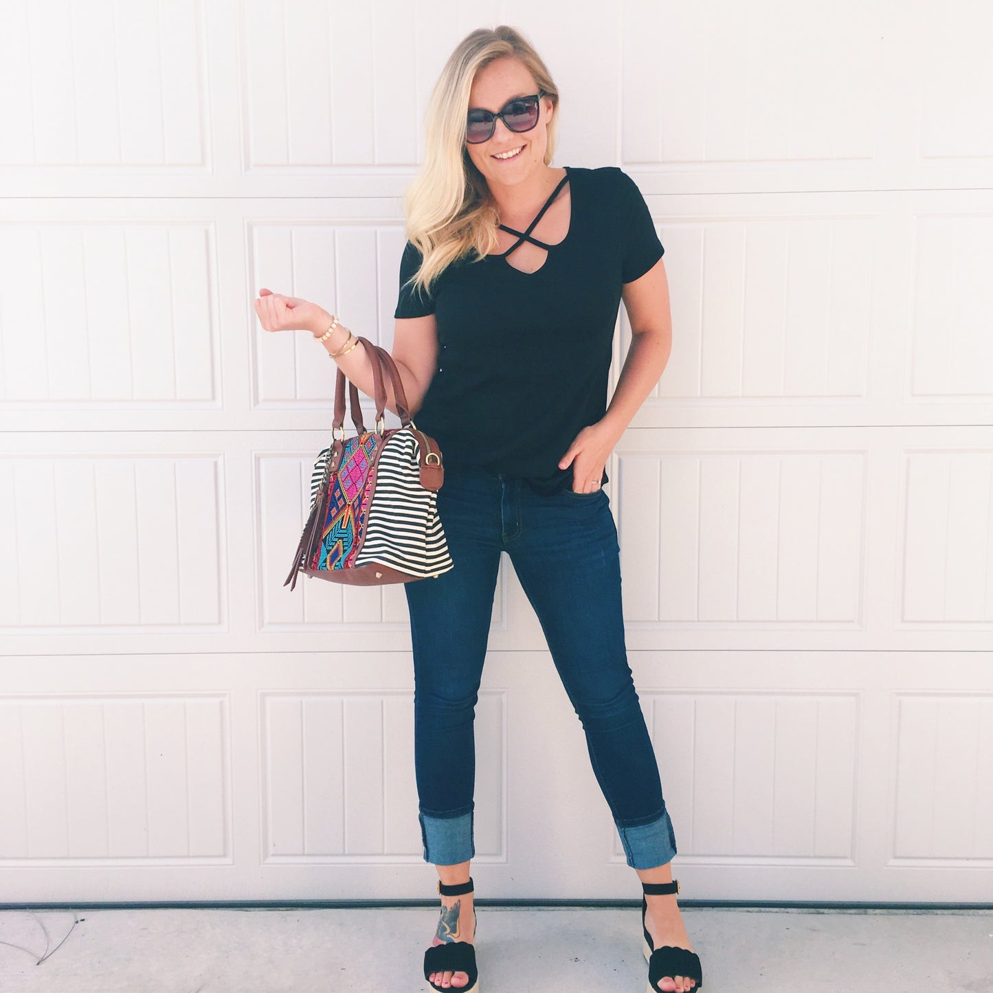 Criss Cross Tee - Black