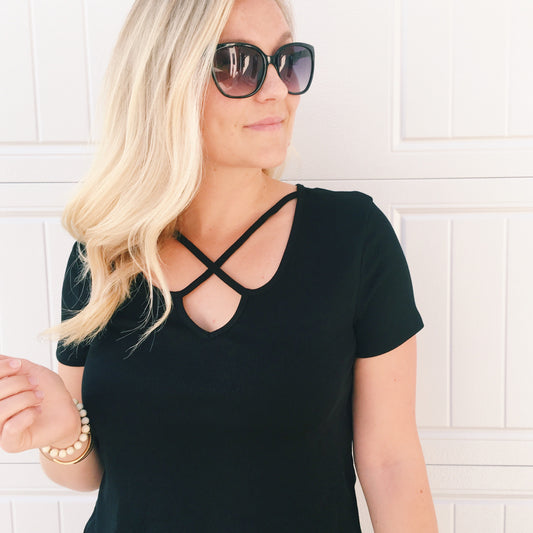 Criss Cross Tee - Black