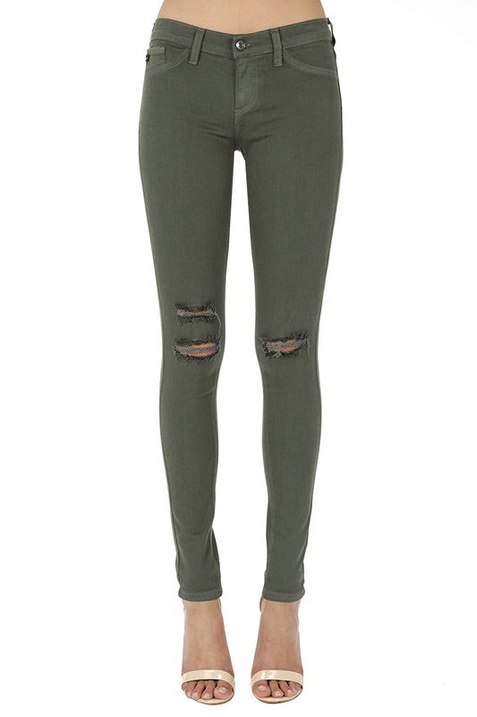 KanCan Distressed Olive Skinnies