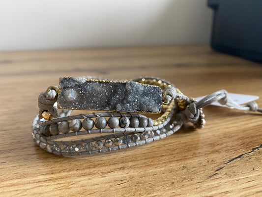 Gray Druzy Wrap Bracelet-Last One!!!