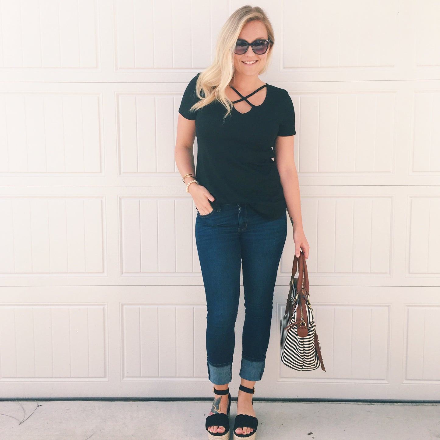 Criss Cross Tee - Black
