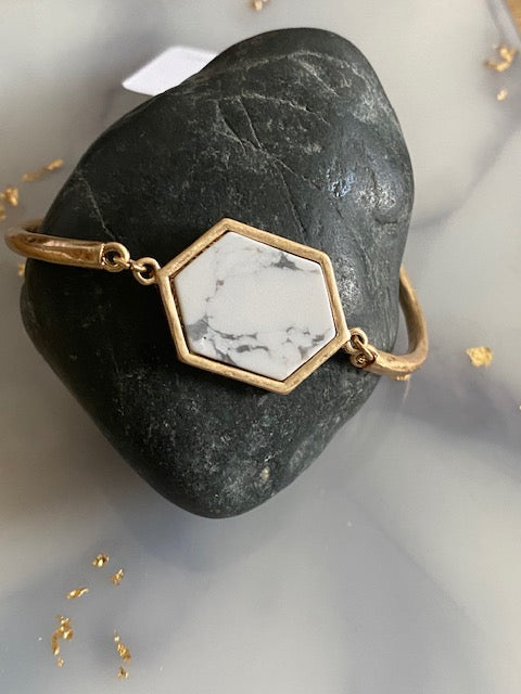 White Marble Gold Bracelet