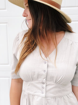 Sage Button Dress