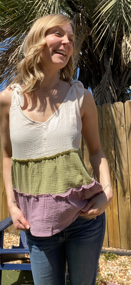 Neapolitan Ruffle Tank