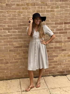 Sage Button Dress
